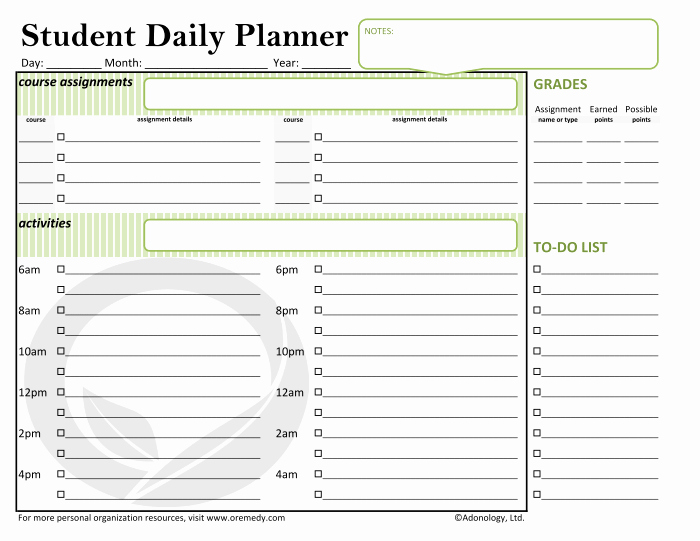 Printable Weekly Planner for Students Lovely 5 Student Planner Printable