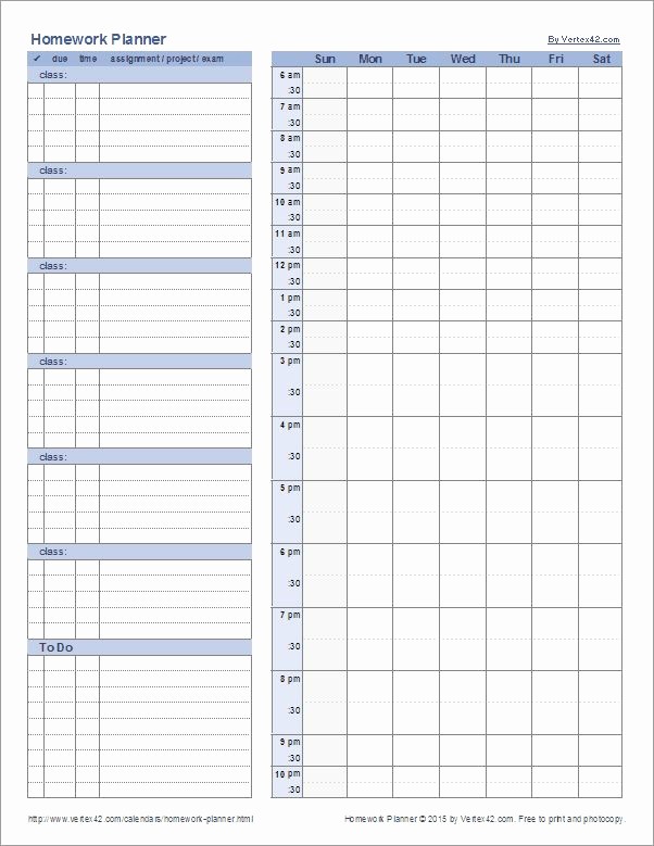 Printable Weekly Planner for Students Lovely School Planner Template