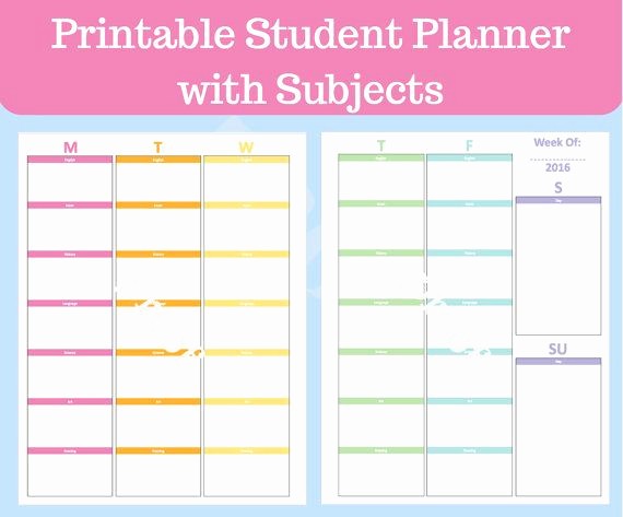 Printable Weekly Planner for Students Unique Student Planner Printable with Subjects Middle School
