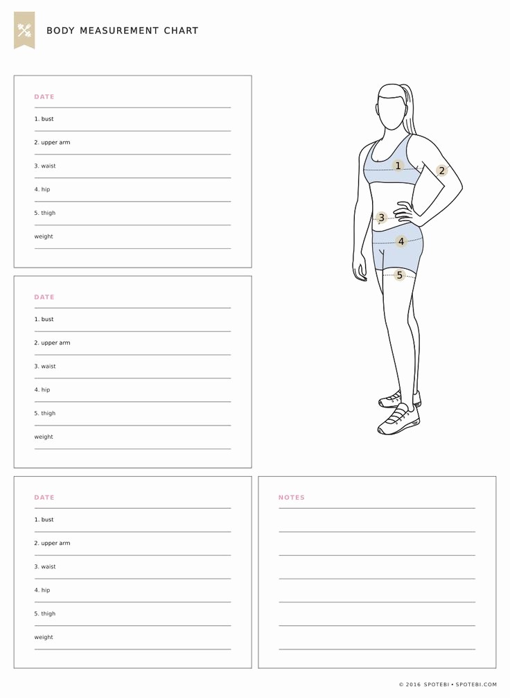Printable Weight Loss Measurement Chart Awesome Body Measurement Chart Operation Get Fit