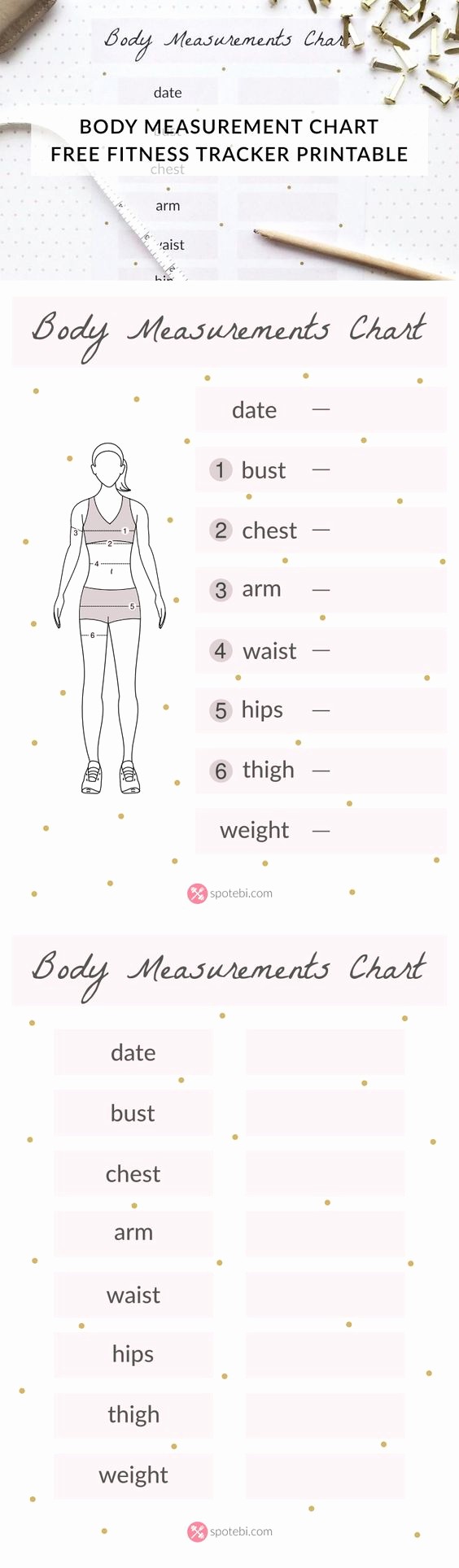 Printable Weight Loss Measurement Chart Best Of Body Measurement Chart Pinterest