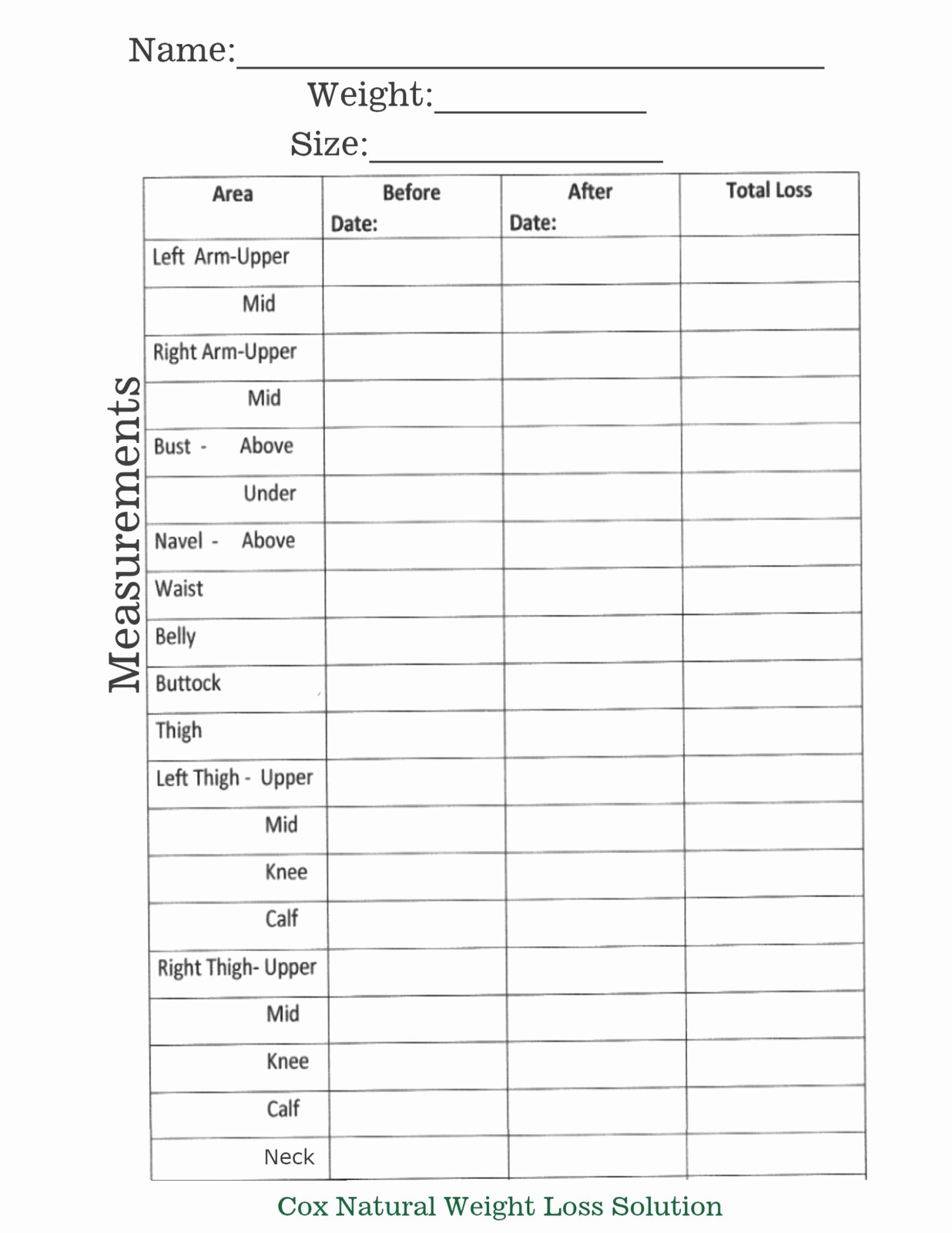Printable Weight Loss Measurement Chart Best Of Unique Printable Weight Loss Chart