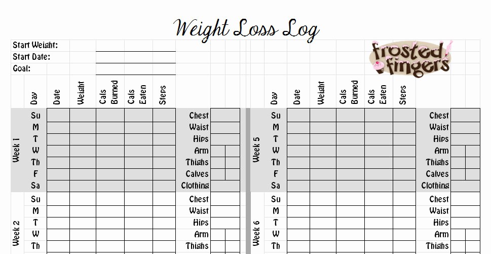 Printable Weight Loss Measurement Chart Unique 7 Best Of Blank Weight Loss Tracking Chart Blank