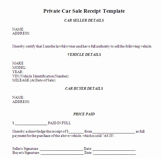 Private Car Sales Receipt Template Awesome Car Sales Receipt Car Sale Receipt Template Australia Images