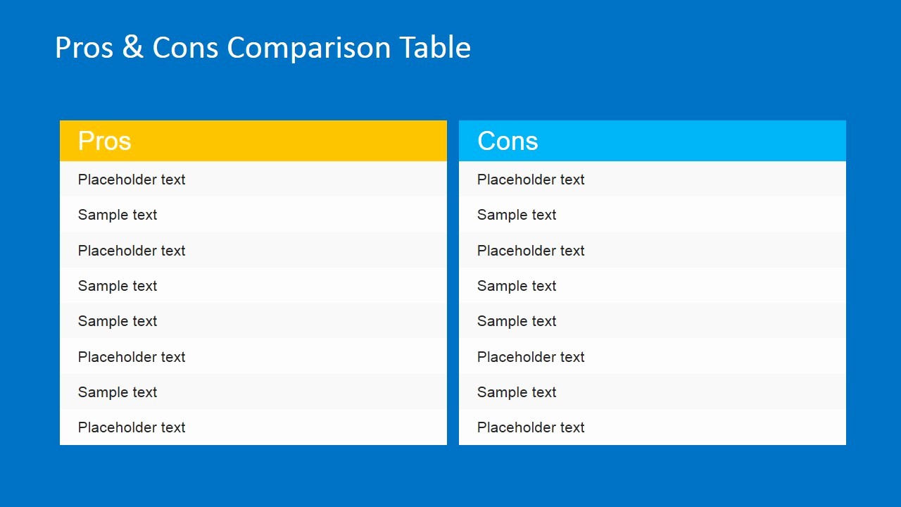 Pro and Con List Template Fresh Pros &amp; Cons Powerpoint Template Slidemodel