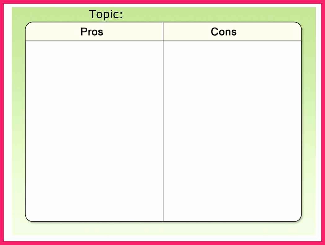 Pro and Con List Template New Pros and Cons List Template