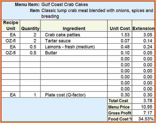 Product Costing Template Excel Free Inspirational 11 Restaurant Food Cost Spreadsheet