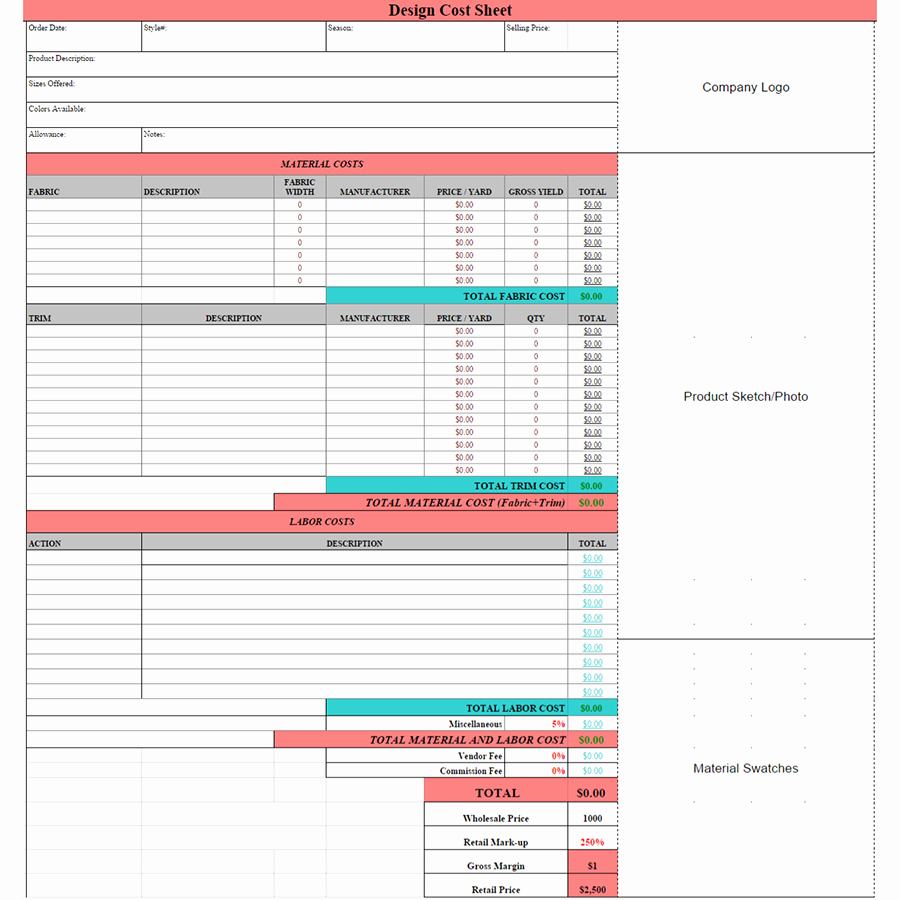 Product Costing Template Excel Free Luxury Product Cost Sheet In Excel Costing Spreadsheet Template
