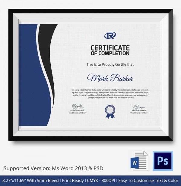 Professional Certificate Templates for Word Lovely Professional Certificate Template 10 Free Pdf Psd