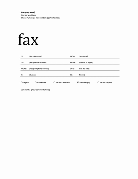 Professional Fax Cover Sheet Template Fresh Fax Cover Sheet Professional Design Template for Word