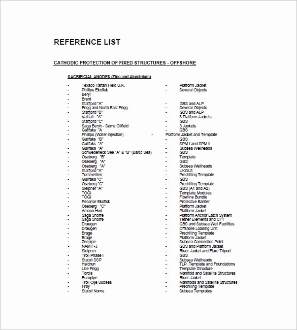 Professional List Of References Template Best Of 10 Reference List Templates Pdf Doc