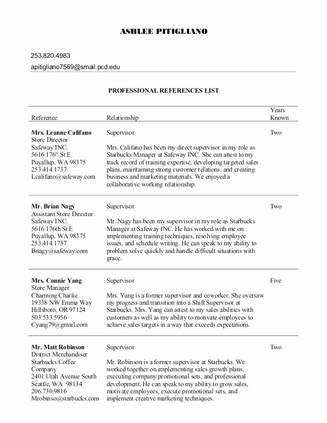 Professional List Of References Template Fresh Professional Reference List Template format References How