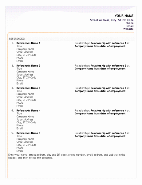 Professional List Of References Template New Entry Level Resume Reference Sheet