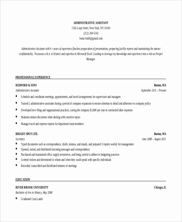 Professional Resume Template Microsoft Word Inspirational 10 Executive Administrative assistant Resume Templates
