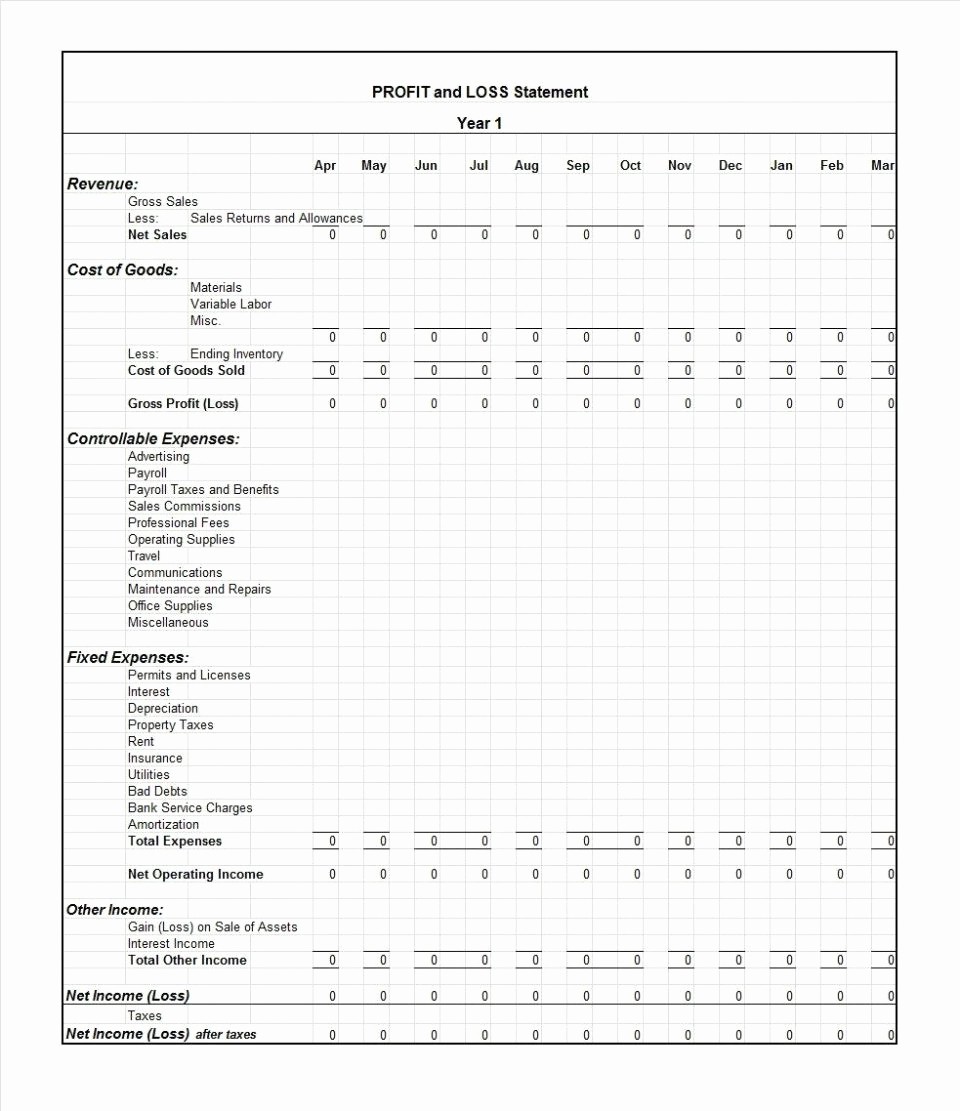 Profit &amp;amp; Loss Statement form Awesome Sample In E Statement Template Epaperzone