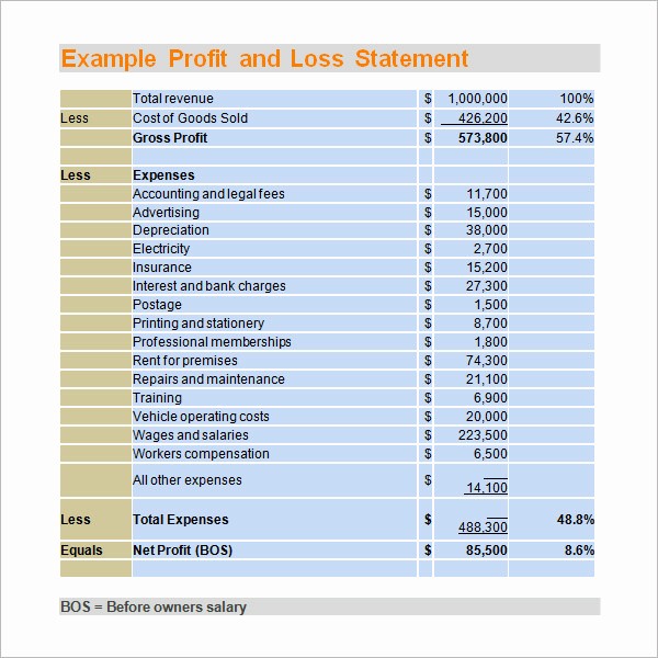 Profit &amp;amp; Loss Statement form Fresh 20 Elegant Profit and Loss Statement Template for Small