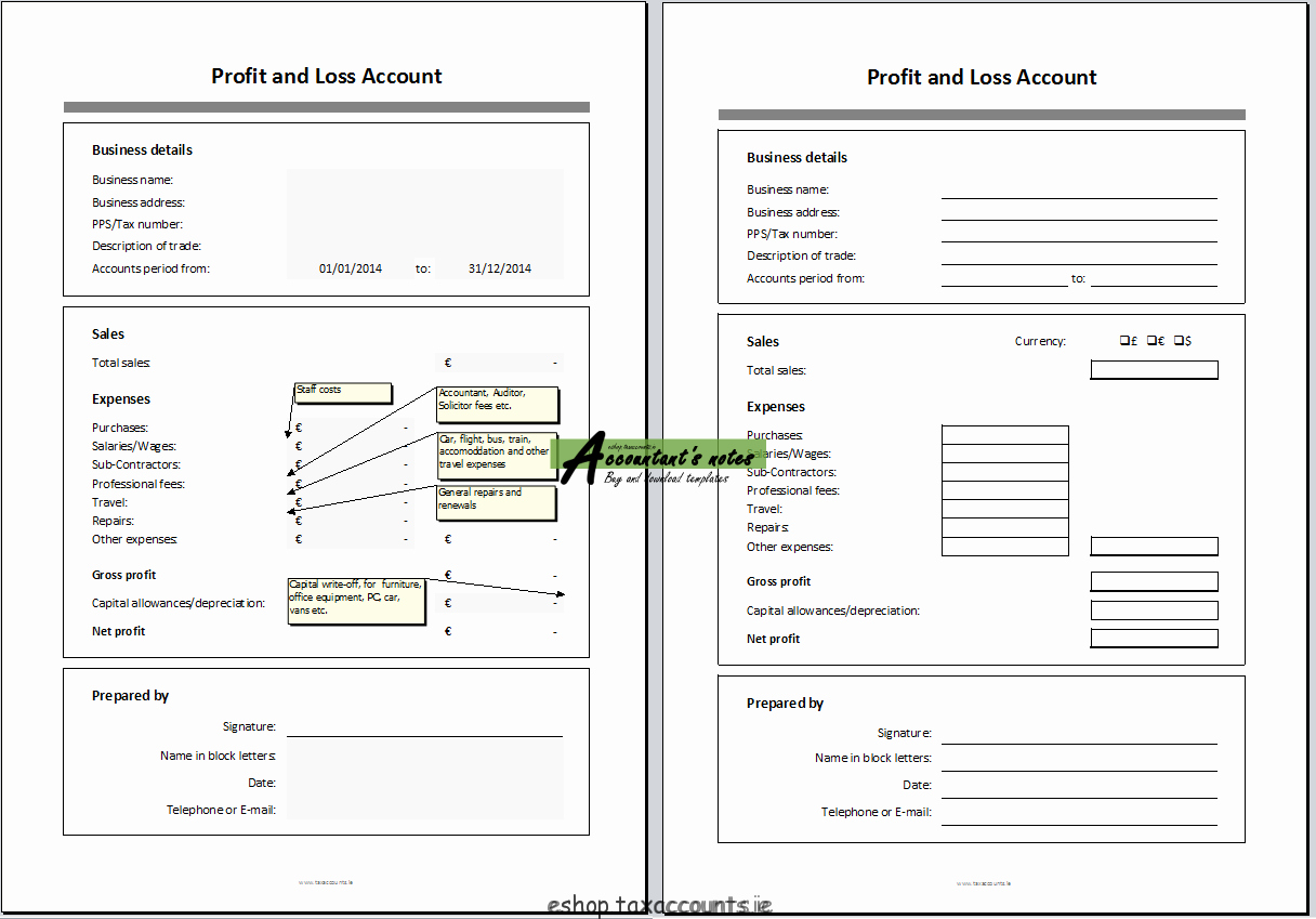 Profit and Loss Account Template Best Of Profit and Loss Account Template – Accountant S E Shop