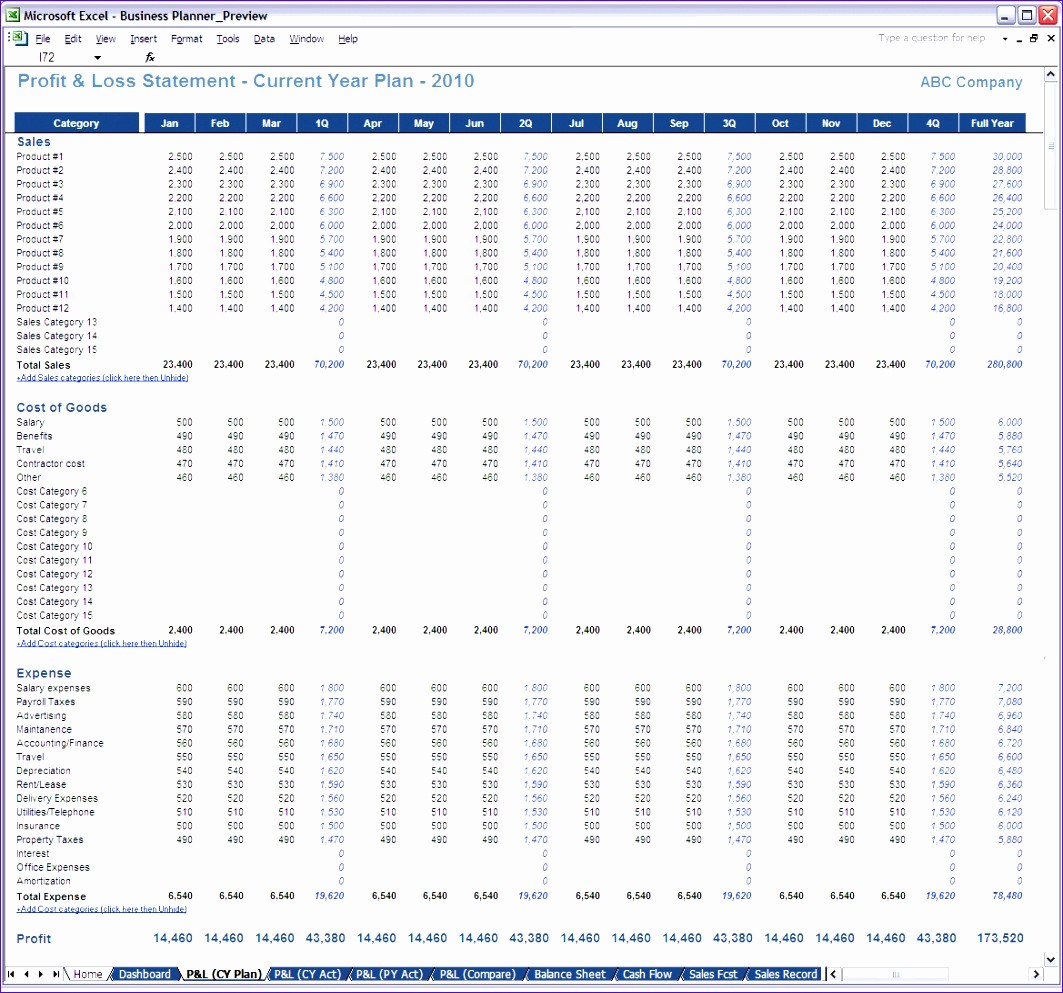 Profit and Loss Excel format Luxury 9 Excel Profit and Loss Template Exceltemplates