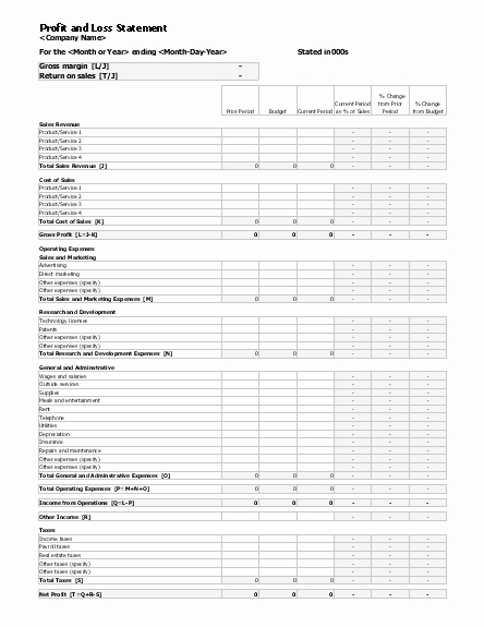 Profit and Loss Report Template Best Of Profit and Loss Statement Statements Templates