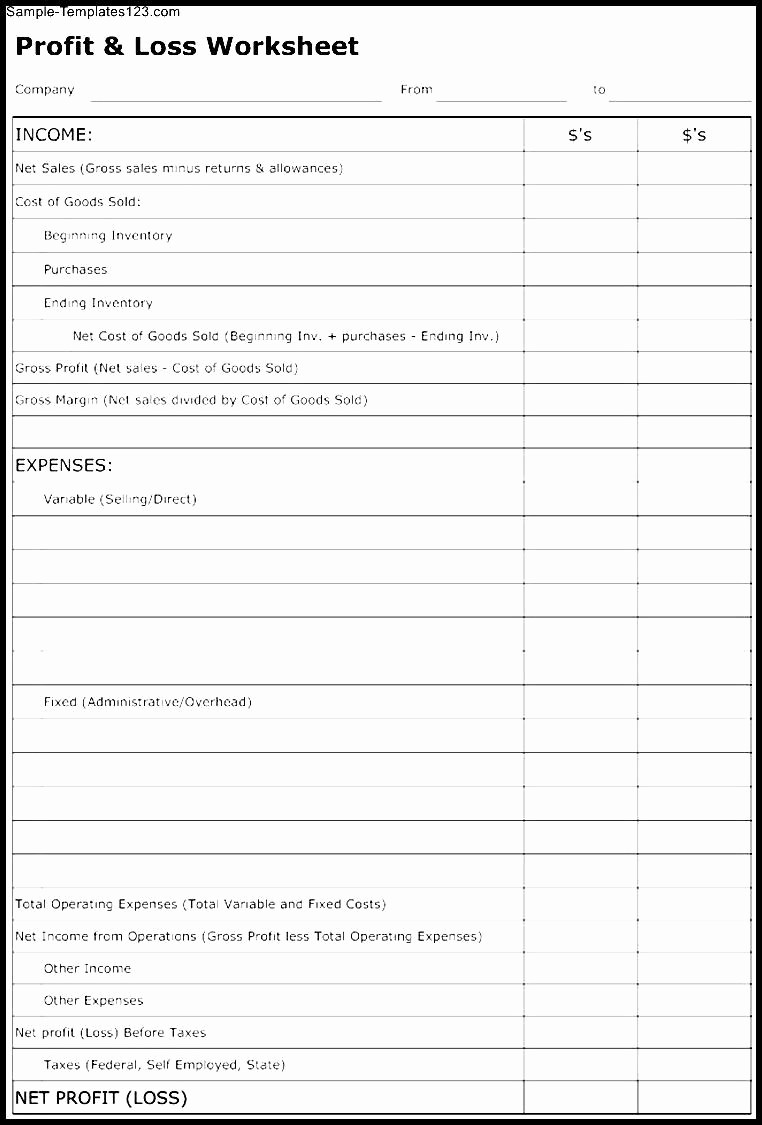 Profit and Loss Sheet Examples Lovely Blank Profit and Loss form Mughals