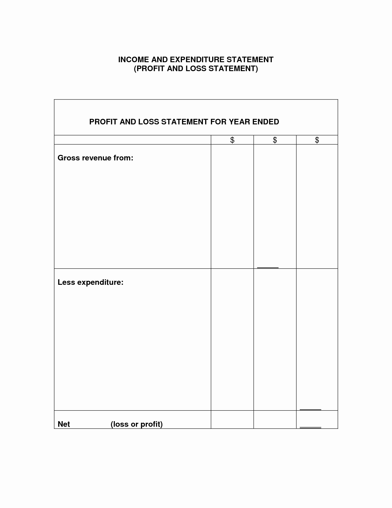 Profit and Loss Sheet Template Best Of Printable Profit and Loss Template