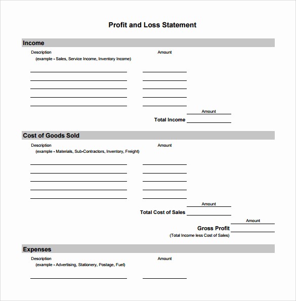 Profit and Loss Sheet Template Lovely 19 Sample Profit and Loss Templates