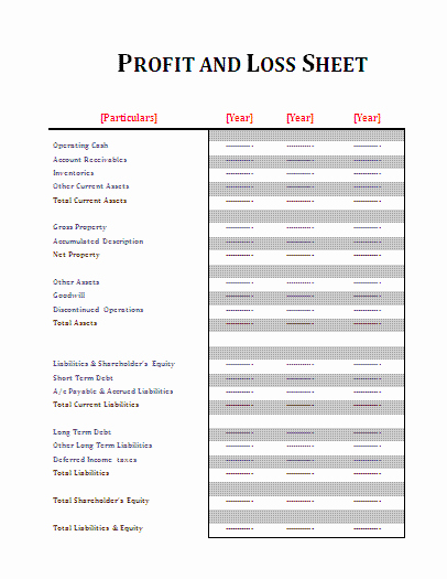 Profit and Loss Sheet Template Luxury Profit and Loss Sheet Template