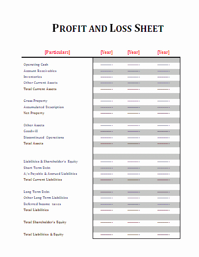 Profit and Loss Spreadsheet Example New Profit and Loss Sheet Template