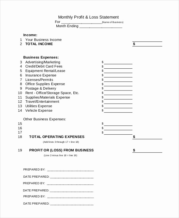 Profit and Loss Statement Examples Beautiful 9 Sample Profit and Loss forms