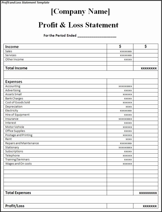 Profit and Loss Statement Examples New Brilliant Samples Of Blank Profit and Loss Statement form