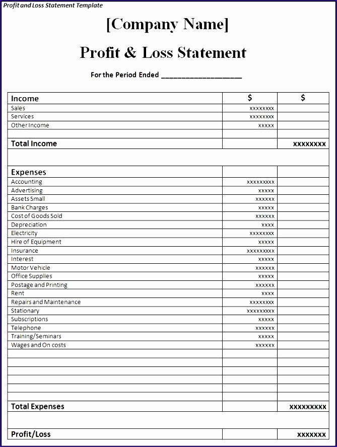 Profit and Loss Statement Simple Lovely 14 Simple Profit and Loss Template Excel Exceltemplates