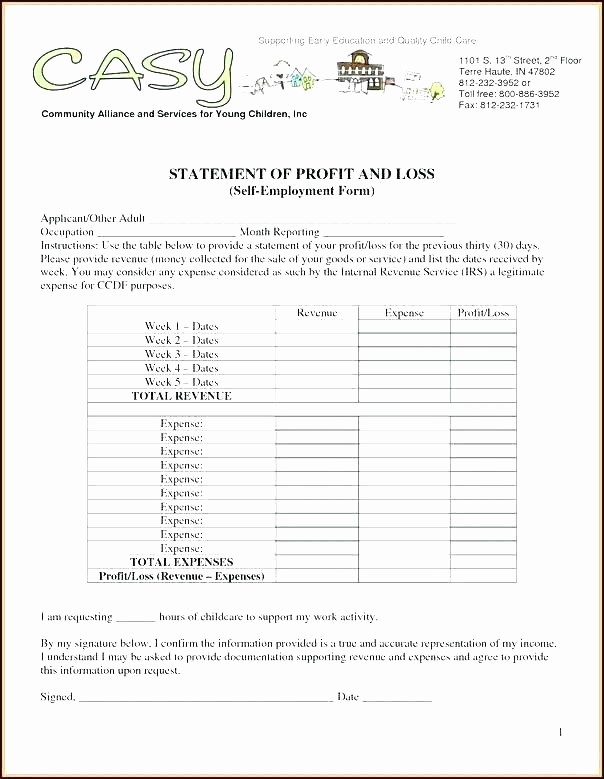 Profit and Loss Statement Simple Luxury Free Simple Profit Loss Statement form and A Template for