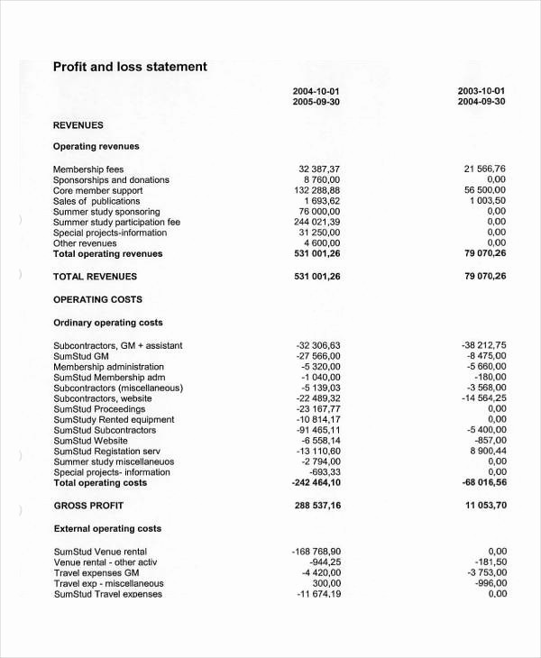 Profit and Loss Statements Examples Elegant 25 Examples Of Profit and Loss Statements