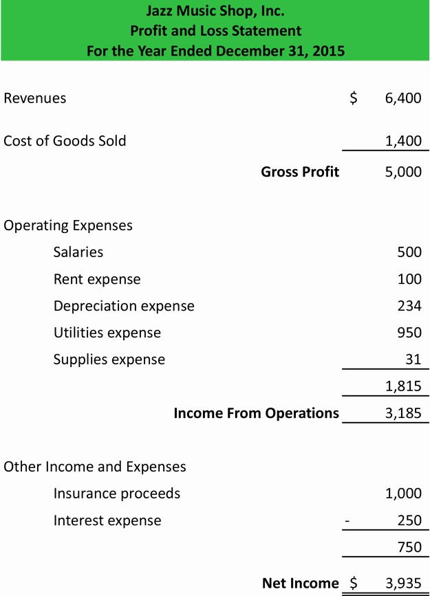 Profit and Loss Statements Template Inspirational Profit and Loss Statement Template form