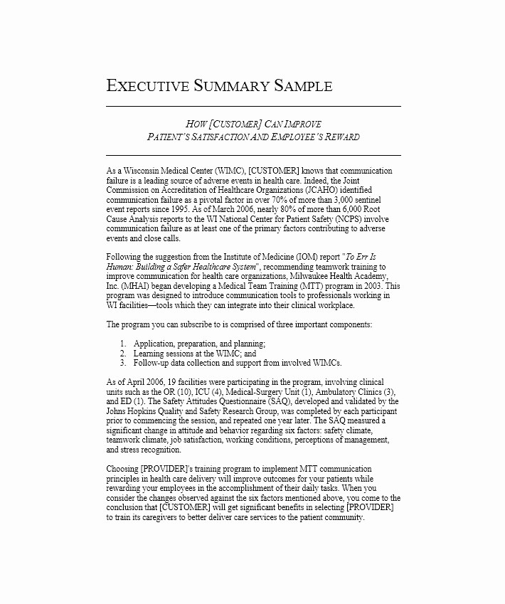 Project Executive Summary Template Word Unique 30 Perfect Executive Summary Examples &amp; Templates