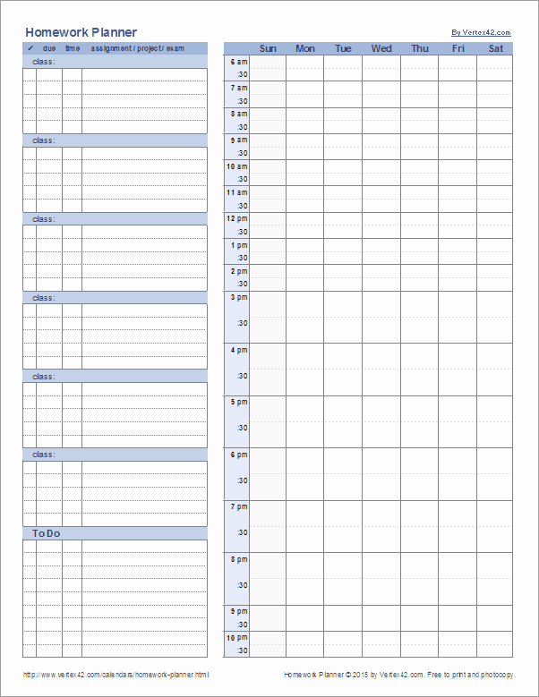 Project Planning Template for Students Awesome Keep Up with Your Homework Using This Free Homework