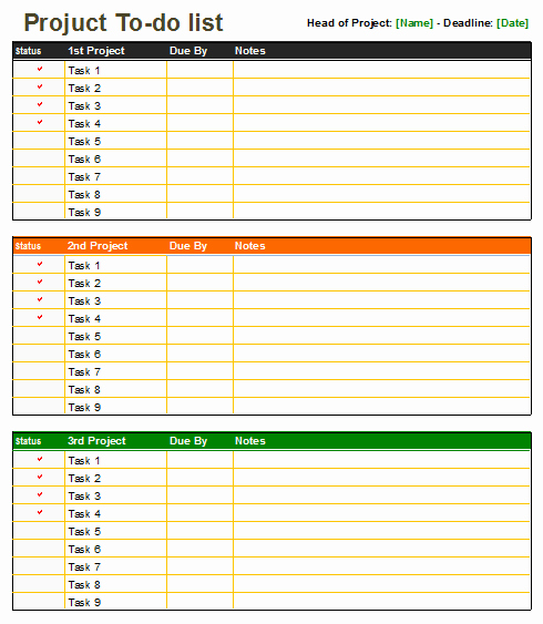 Project to Do List Excel Lovely Project to Do List Template Multi Task Dotxes