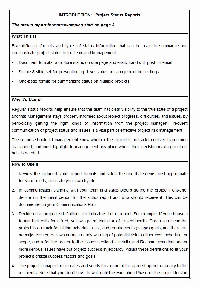 Project Weekly Status Report Template Fresh Sample Project Status Report Template 10 Free Word Pdf