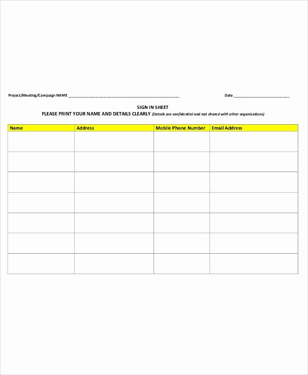 Pta Meeting Sign In Sheet Luxury 10 Sample Printable Sign In Sheets