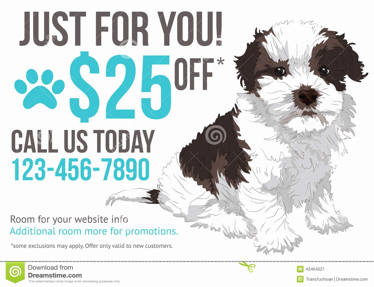 Puppy for Sale Flyer Templates Lovely Grooming Advertisement Postcard Template Stock Vector