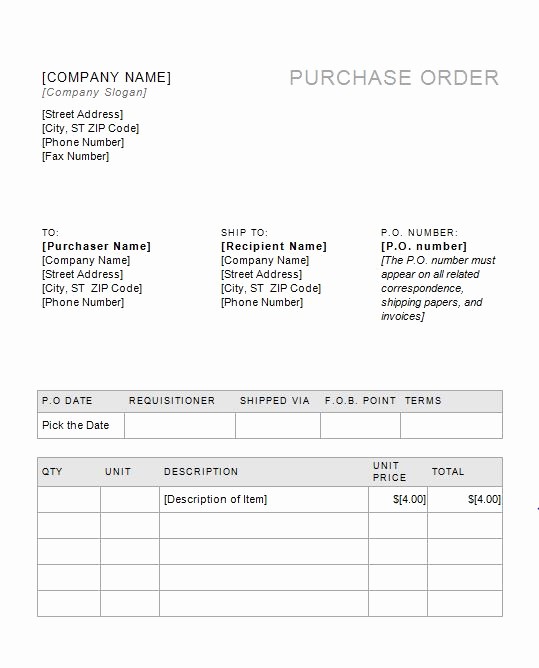 Purchase order Template Microsoft Word Beautiful 39 Free Purchase order Templates In Word &amp; Excel Free