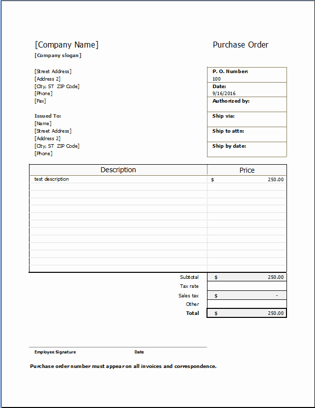 Purchase order Template Microsoft Word Best Of Purchase order form