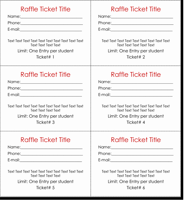 Printable Raffle Entry Form Template