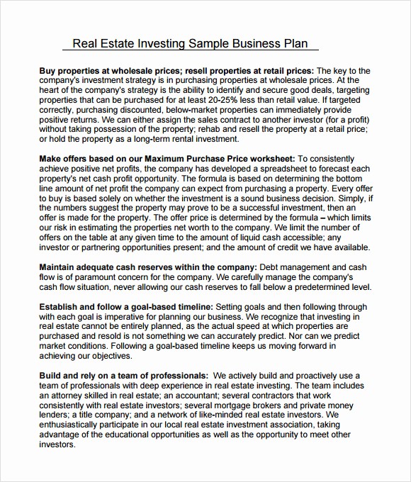 Real Estate Executive Summary Template Fresh 10 Real Estate Business Plan Templates