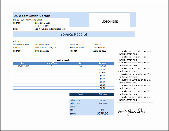 Receipt for Services Template Free Best Of Psychologist Receipt Template Free
