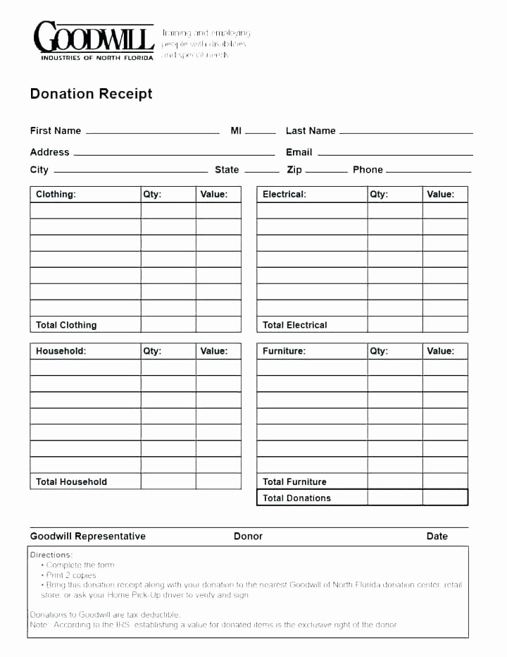 Receipt for Tax Deductible Donation Fresh Tax Deductible Donation Receipt Sample Goodwill Template