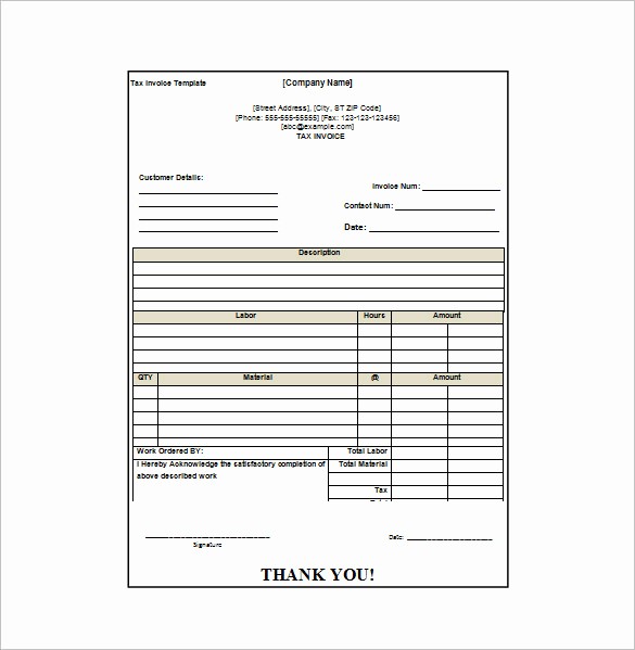 Receipt for Work Done Template Unique Invoice Receipt Template Word