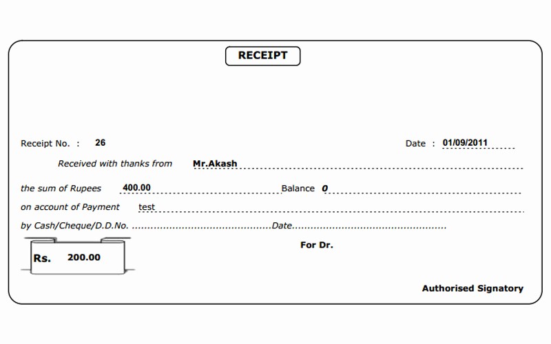 Receipt format for Payment Received Beautiful Horizon E solutions