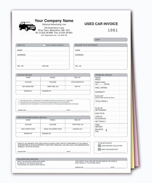 Receipt Template for Car Sale Awesome New Car Invoices Template Invoice Pinterest