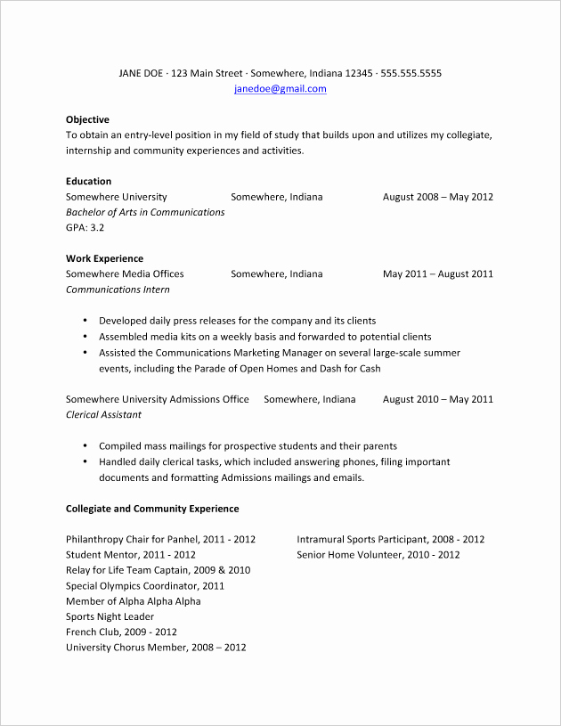 Recent College Graduate Resume Template Fresh College Grads How Your Resume Should Look